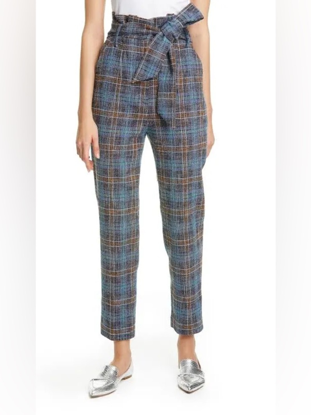 Veronica Beard Clerence Pant High Waisted Navy Tweed with Belt Size 0 EUC